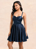 Madeleine A-line Sweetheart Short Satin Homecoming Dress With Pleated STKP0025673