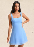 Jaelynn A-line Square Mini Chiffon Homecoming Dress With Bow STKP0025661