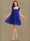 Trinity A-line Square Short Chiffon Homecoming Dress With Bow STKP0025665