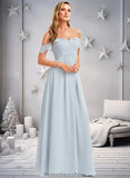 Selena A-line Cold Shoulder Floor-Length Chiffon Bridesmaid Dress With Ruffle STKP0025723