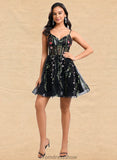 Jordin A-line V-Neck Short Lace Homecoming Dress STKP0025693