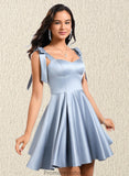 Gretchen A-line Sweetheart Short Satin Homecoming Dress With Bow STKP0025678