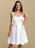 Willow A-line Scoop Short Stretch Satin Homecoming Dress With Cascading Ruffles STKP0025653