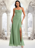 Yadira A-line Cowl Floor-Length Chiffon Bridesmaid Dress STKP0025741