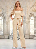 Miley Jumpsuit/Pantsuit Off the Shoulder Square Floor-Length Chiffon Bridesmaid Dress STKP0025791