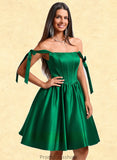 Mila Ball-Gown/Princess Straight Short Satin Homecoming Dress With Bow STKP0025645