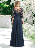 Olga A-line V-Neck Floor-Length Chiffon Lace Mother of the Bride Dress With Sequins STKP0021624