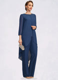 Riya Jumpsuit/Pantsuit Separates Scoop Floor-Length Chiffon Mother of the Bride Dress With Beading Sequins STKP0021647