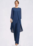 Riya Jumpsuit/Pantsuit Separates Scoop Floor-Length Chiffon Mother of the Bride Dress With Beading Sequins STKP0021647