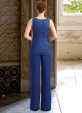 Adalyn Jumpsuit/Pantsuit Separates Scoop Floor-Length Chiffon Lace Mother of the Bride Dress STKP0021703