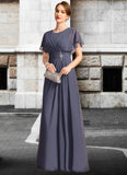 Katherine A-line Scoop Floor-Length Chiffon Mother of the Bride Dress With Beading Pleated STKP0021717