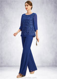 Lorelei Jumpsuit/Pantsuit Separates Scoop Floor-Length Chiffon Lace Mother of the Bride Dress STKP0021718