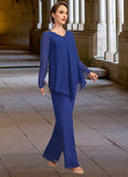 Lindsay Jumpsuit/Pantsuit Separates Scoop Floor-Length Chiffon Mother of the Bride Dress STKP0021744