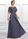 Journey A-line Scoop Floor-Length Chiffon Lace Mother of the Bride Dress With Pleated STKP0021780