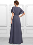 Journey A-line Scoop Floor-Length Chiffon Lace Mother of the Bride Dress With Pleated STKP0021780