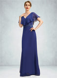 Tamia A-line V-Neck Floor-Length Chiffon Mother of the Bride Dress With Beading Appliques Lace Sequins STKP0021829