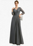 Barbara A-line V-Neck Floor-Length Chiffon Lace Mother of the Bride Dress With Pleated STKP0021850