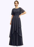 Alexia A-line Scoop Floor-Length Chiffon Mother of the Bride Dress With Beading Pleated Sequins STKP0021856