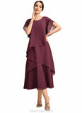 Alayna A-line Scoop Tea-Length Chiffon Mother of the Bride Dress STKP0021886