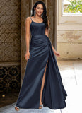 Raquel Sheath/Column Scoop Floor-Length Satin Prom Dresses STKP0022196