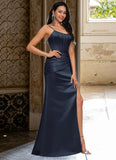 Raquel Sheath/Column Scoop Floor-Length Satin Prom Dresses STKP0022196