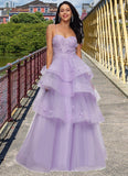 Kristen Ball-Gown/Princess Sweetheart Floor-Length Tulle Prom Dresses With Beading Sequins STKP0022204