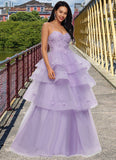 Kristen Ball-Gown/Princess Sweetheart Floor-Length Tulle Prom Dresses With Beading Sequins STKP0022204