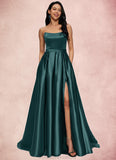 Genevieve Ball-Gown/Princess Sweep Train Satin Prom Dresses STKP0022207