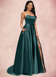 Genevieve Ball-Gown/Princess Sweep Train Satin Prom Dresses STKP0022207