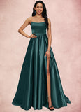 Genevieve Ball-Gown/Princess Sweep Train Satin Prom Dresses STKP0022207