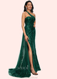 Kaydence Trumpet/Mermaid One Shoulder Sweep Train Sequin Prom Dresses With Sequins STKP0022226