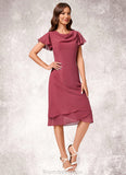 Leah A-line Cowl Knee-Length Chiffon Cocktail Dress With Ruffle STKP0022243