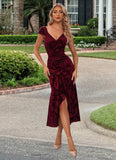 Margaret Flower Sweetheart Elegant Trumpet/Mermaid Velvet Asymmetrical Dresses STKP0022284