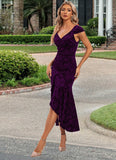 Margaret Flower Sweetheart Elegant Trumpet/Mermaid Velvet Asymmetrical Dresses STKP0022284