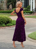 Margaret Flower Sweetheart Elegant Trumpet/Mermaid Velvet Asymmetrical Dresses STKP0022284