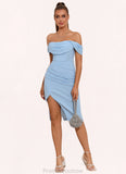 Neveah Ruffle Straight Sexy Sheath/Column Polyester Asymmetrical Midi Dresses STKP0022285