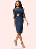 Maya Bodycon Scoop Knee-Length Lace Satin Cocktail Dress With Sequins STKP0022295