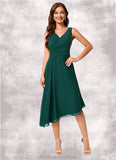 Nadia A-line V-Neck Tea-Length Chiffon Cocktail Dress STKP0022304