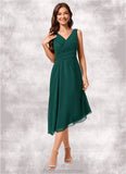 Nadia A-line V-Neck Tea-Length Chiffon Cocktail Dress STKP0022304