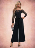 Elaine Cold Shoulder Elegant Jumpsuit/Pantsuit Polyester Asymmetrical Maxi Dresses STKP0022319