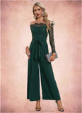 Elaine Cold Shoulder Elegant Jumpsuit/Pantsuit Polyester Asymmetrical Maxi Dresses STKP0022319