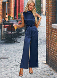 Everleigh High Neck Elegant Jumpsuit/Pantsuit Satin Maxi Dresses STKP0022324