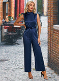 Everleigh High Neck Elegant Jumpsuit/Pantsuit Satin Maxi Dresses STKP0022324