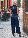 Everleigh High Neck Elegant Jumpsuit/Pantsuit Satin Maxi Dresses STKP0022324