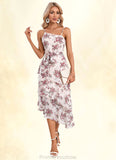 Addisyn Floral Print Asymmetrical Elegant A-line Chiffon Asymmetrical Dresses STKP0022338