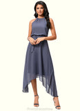 Shelby A-line Scoop Ankle-Length Chiffon Cocktail Dress With Ruffle STKP0022361