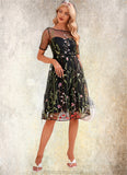 Ally Embroidered Scoop Illusion Elegant A-line Tulle Midi Mini Dresses STKP0022371