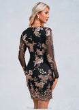 Peyton Sequins V-Neck Elegant Sheath/Column Sequin Mini Dresses STKP0022379