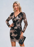 Peyton Sequins V-Neck Elegant Sheath/Column Sequin Mini Dresses STKP0022379