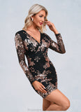 Peyton Sequins V-Neck Elegant Sheath/Column Sequin Mini Dresses STKP0022379